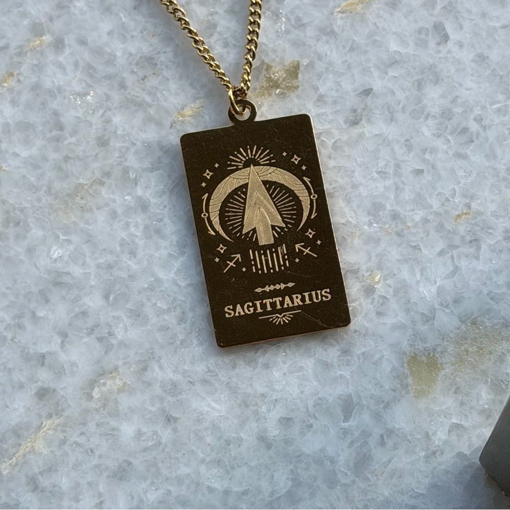 Gold Sagittarius Zodiac Necklace - Picture 2 of 3